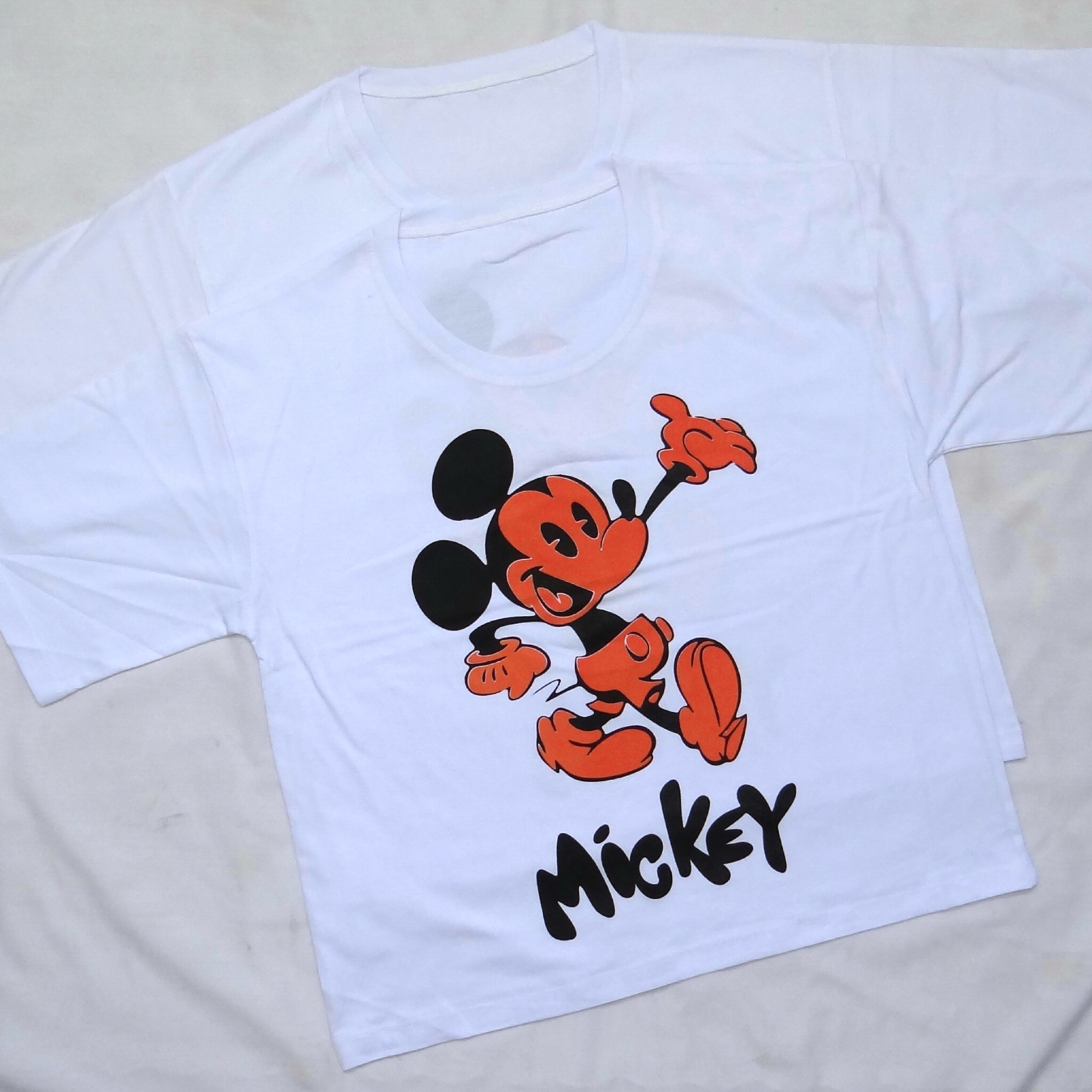 کراپ سفید زنانه دخترانه طرح Mickey جنس پنبه ایی